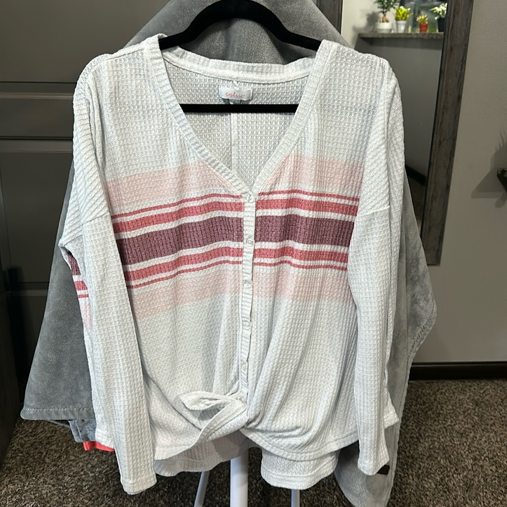 Colsie Long Sleeve Waffle Top